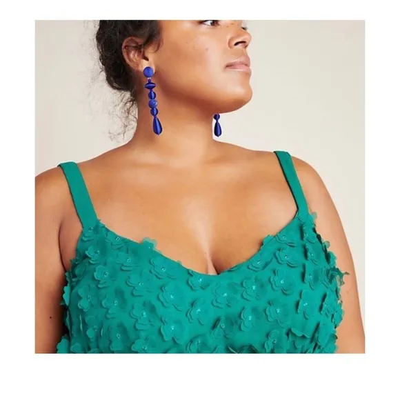 ANTHROPOLOGIE Eva Franco Hanya Floral Embellished Ethereal Textured Dress 26
