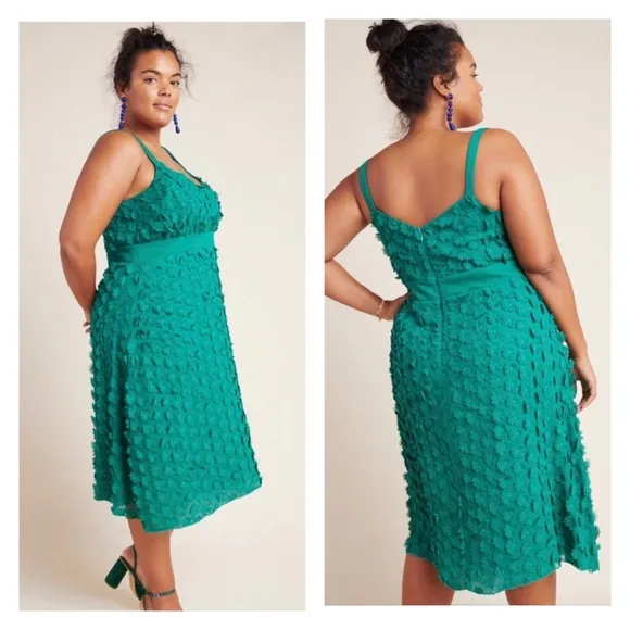 ANTHROPOLOGIE Eva Franco Hanya Floral Embellished Ethereal Textured Dress 26