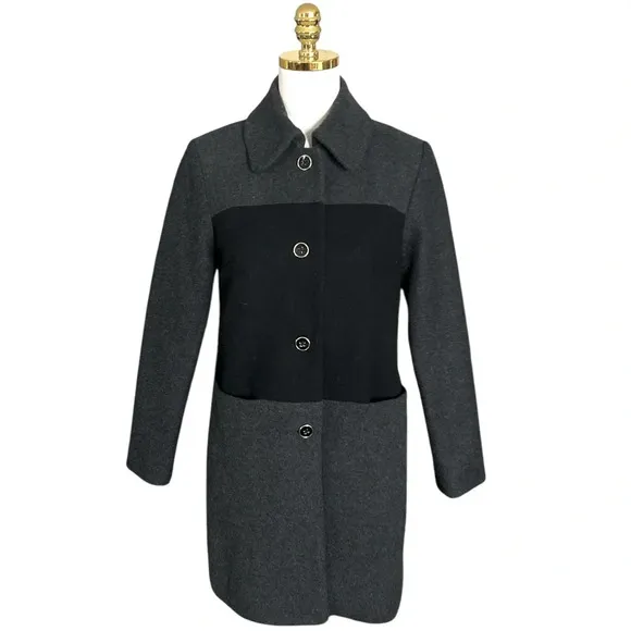 ANTHROPOLOGIE HUTCH | Women’s Color-blocked Mid-Length Wool Coat Size XS