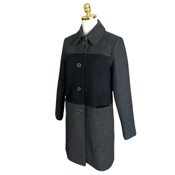 ANTHROPOLOGIE HUTCH | Women’s Color-blocked Mid-Length Wool Coat Size XS
