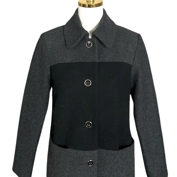 ANTHROPOLOGIE HUTCH | Women’s Color-blocked Mid-Length Wool Coat Size XS