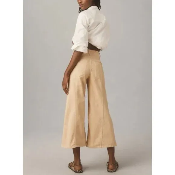 Anthropologie Maeve Delaney Crop Clean Seamed High-Rise Wide-Leg Jeans 31P NWT