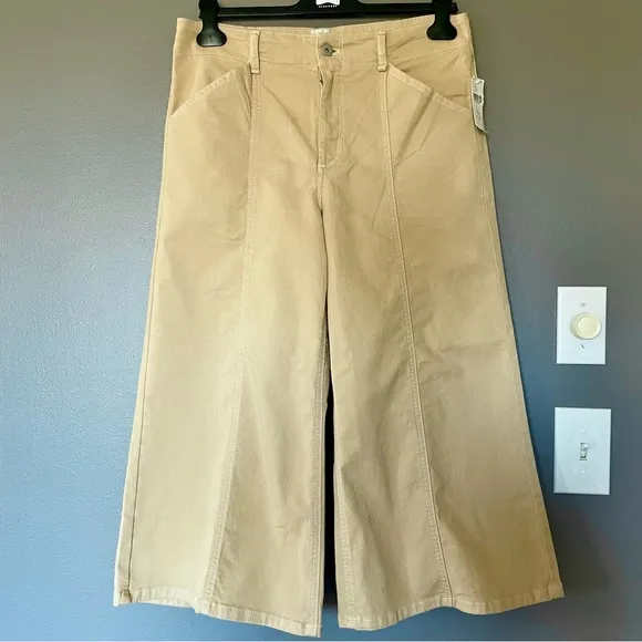 Anthropologie Maeve Delaney Crop Clean Seamed High-Rise Wide-Leg Jeans 31P NWT