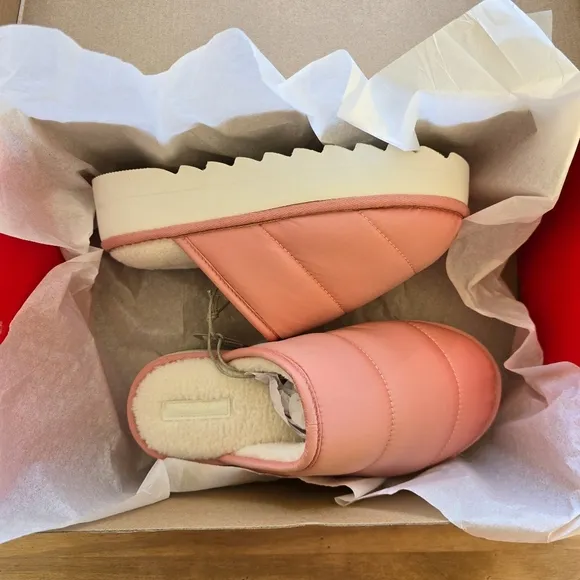 Anthropologie Maeve Pink Puffy Platform Slippers Size S 6/7