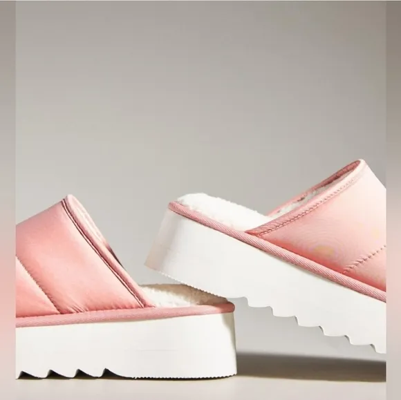 Anthropologie Maeve Pink Puffy Platform Slippers Size S 6/7