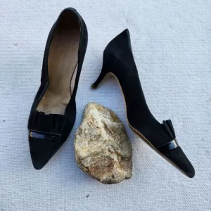 Anthropologie ruffled kitten hee shoes black