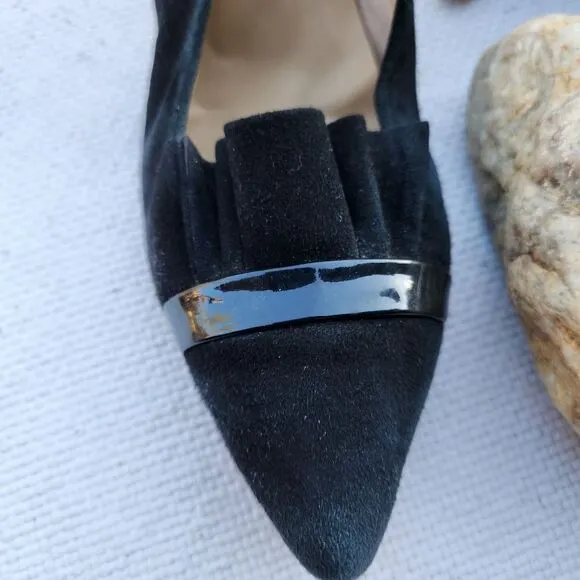 Anthropologie ruffled kitten hee shoes black