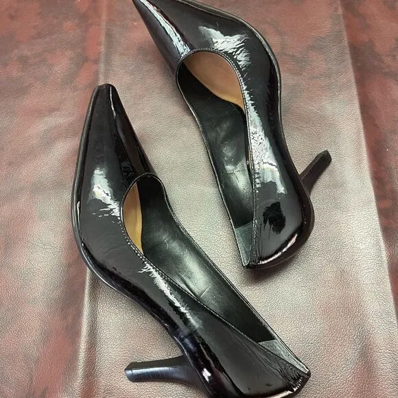 Antonio Melani Britt‎ black patent leather heels shoes, size 8M