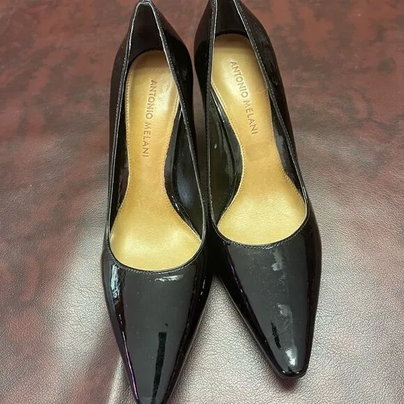 Antonio Melani Britt‎ black patent leather heels shoes, size 8M