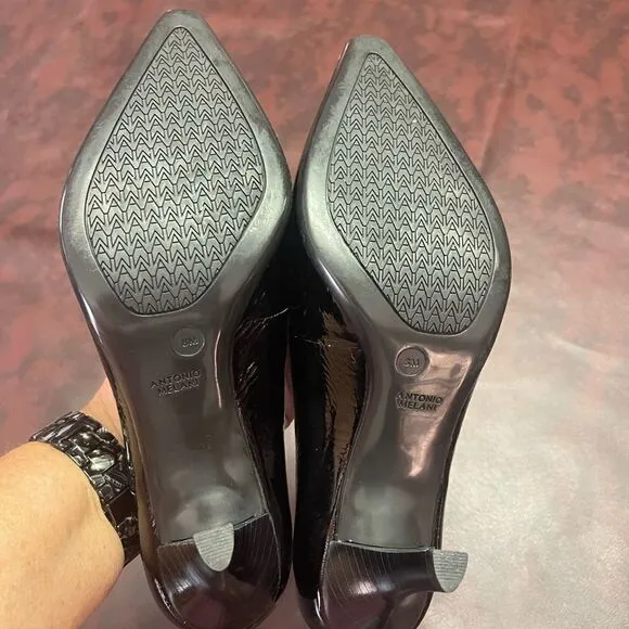 Antonio Melani Britt‎ black patent leather heels shoes, size 8M