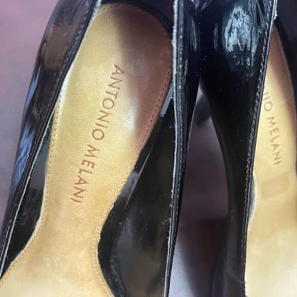 Antonio Melani Britt‎ black patent leather heels shoes, size 8M