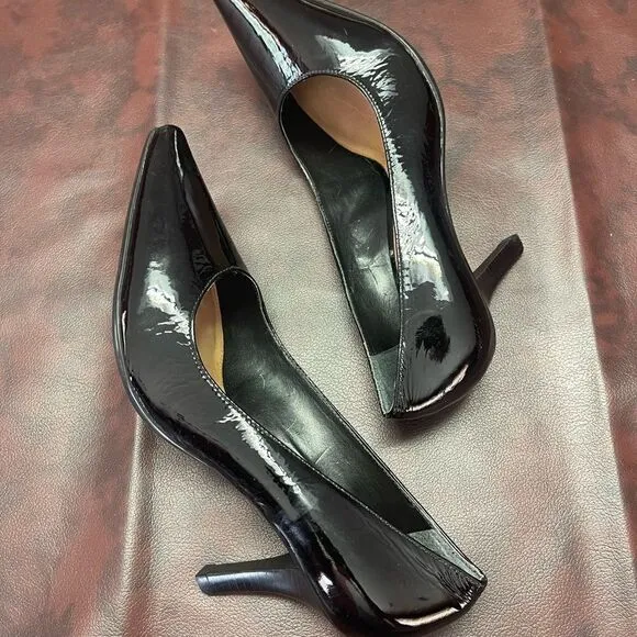 Antonio Melani Britt‎ black patent leather heels shoes, size 8M