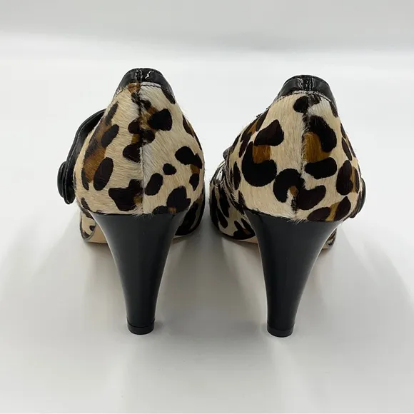Antonio Melani Lara Mary Janes Leopard Print in Patent Leather and Calf Hair 9M