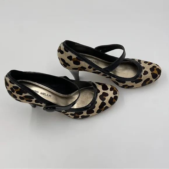 Antonio Melani Lara Mary Janes Leopard Print in Patent Leather and Calf Hair 9M