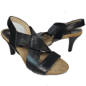 Anyi Lu sandals Heels black snake stretch