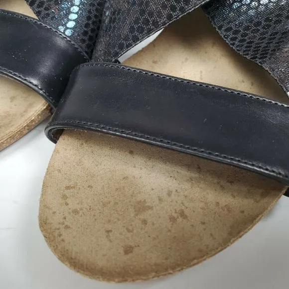 Anyi Lu sandals Heels black snake stretch