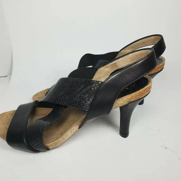 Anyi Lu sandals Heels black snake stretch