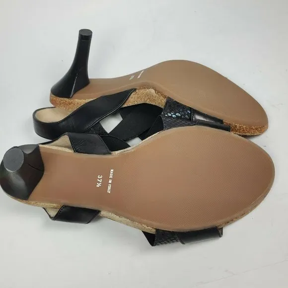 Anyi Lu sandals Heels black snake stretch