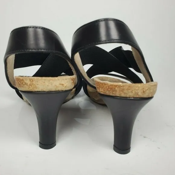 Anyi Lu sandals Heels black snake stretch