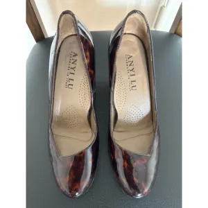 Anyi Lu Shoes Women Patent Leather Pumps Brown Black  EU 37/7