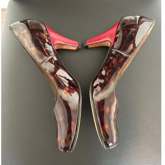 Anyi Lu Shoes Women Patent Leather Pumps Brown Black  EU 37/7