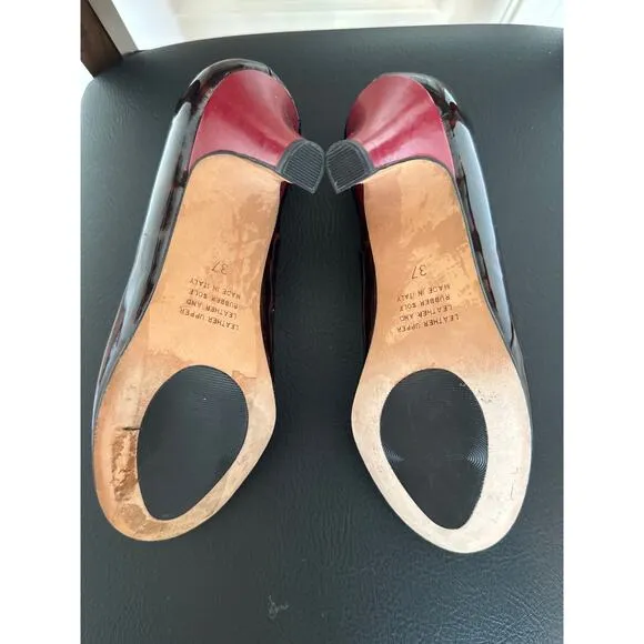 Anyi Lu Shoes Women Patent Leather Pumps Brown Black  EU 37/7
