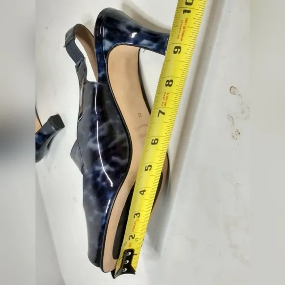 Anyi Lu Tulip Navy Tortoise Shell Patent Leather Shoes Italy SZ 38 New