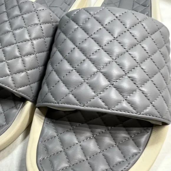 APL Athletic Propulsion Labs Gray Leather Slide Sandals 14