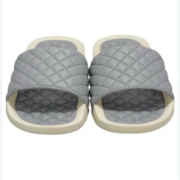 APL Athletic Propulsion Labs Gray Leather Slide Sandals 14
