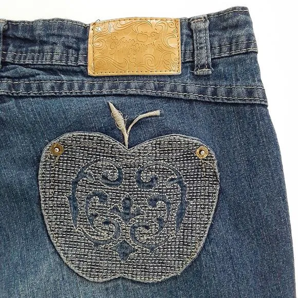 Apple Bottoms Bling Pocket Apple Embroidered Bootcut Jeans Y2K Flare Denim 9/10