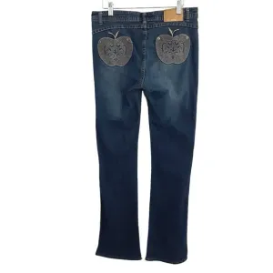 Apple Bottoms Bling Pocket Apple Embroidered Bootcut Jeans Y2K Flare Denim 9/10