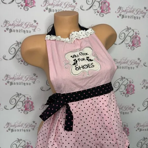 Apron cooking baking will cook for shoes vintage dead stock cute funny chef y2k