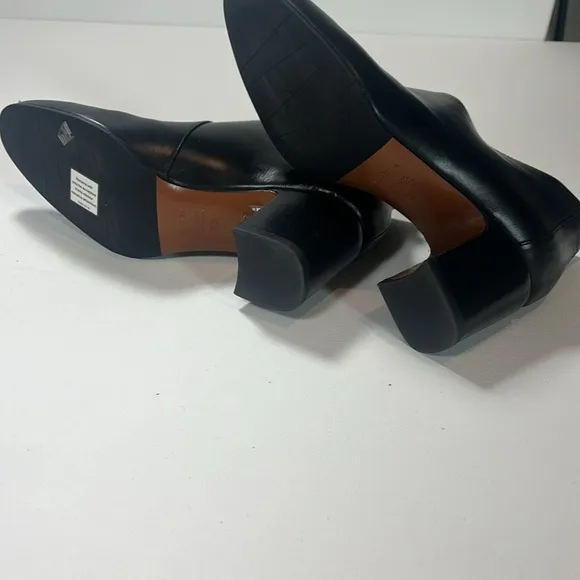 Aquatalia Black Leather Mid Heel Boots
