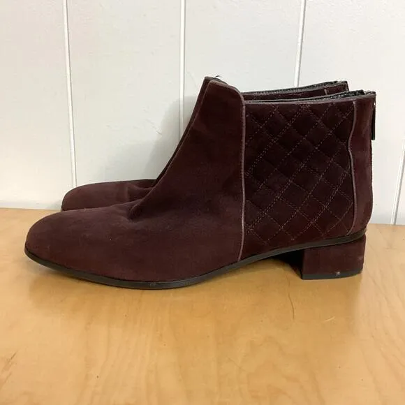 Aquatalia Boots Lacey Quilted Ankle Booties Suede Leather Waterproof Size 9