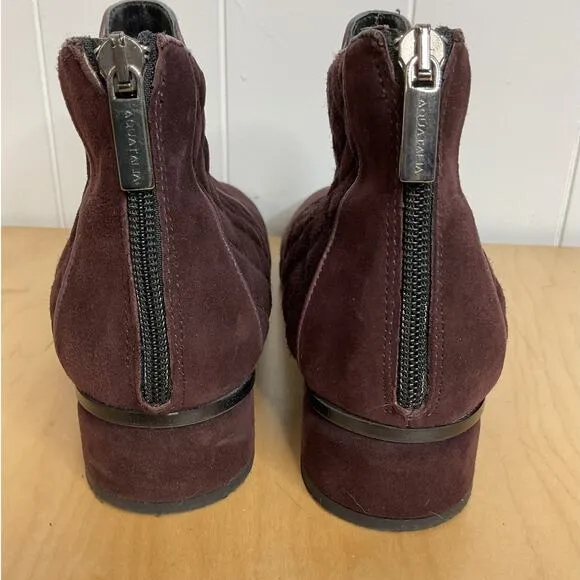 Aquatalia Boots Lacey Quilted Ankle Booties Suede Leather Waterproof Size 9