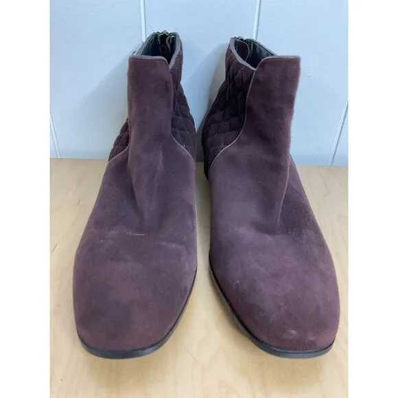 Aquatalia Boots Lacey Quilted Ankle Booties Suede Leather Waterproof Size 9