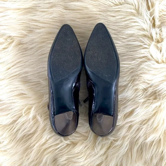 Aquatalia by Marvin K Ankle Bootie Black Patent Leather Side Zipper Women's sz 8