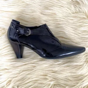 Aquatalia by Marvin K Ankle Bootie Black Patent Leather Side Zipper Women's sz 8