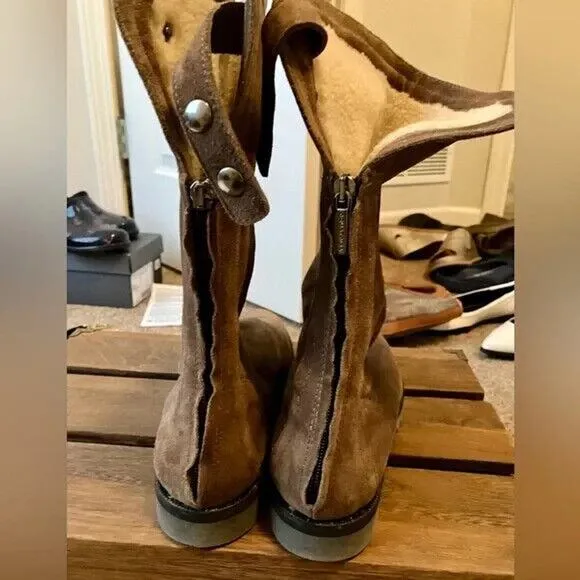 Aquatalia by Marvin K Women's Brown Suede Treaded BOOTS Size 7.5