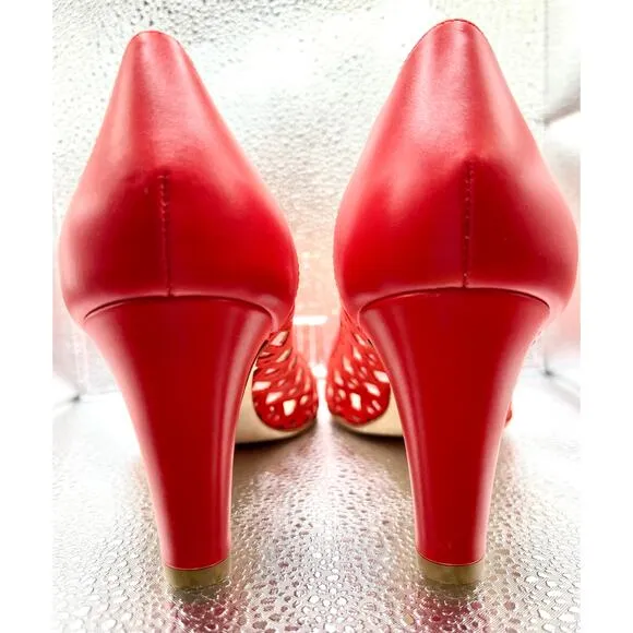 AQUATALIA Red Suede Cutout Open Toe Heels - Made in Italy - Sweet, Sexy &amp; Fun!