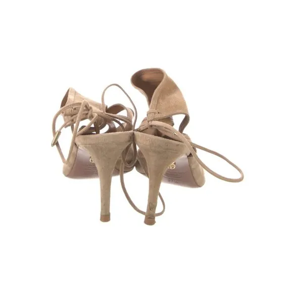 Aquazzura Beige Tan Nude Suede Slingback Pumps US 7.5 | IT 37.5