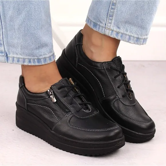 Aravon Orthopedic Power Comfort Leather Zip Sneakers Shoes 8
