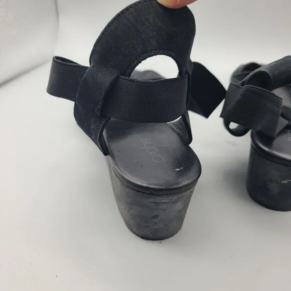 Arche womens Sandals Shoes Black Nubuck Low Wedge Cross Straps Stretch sz 11 42