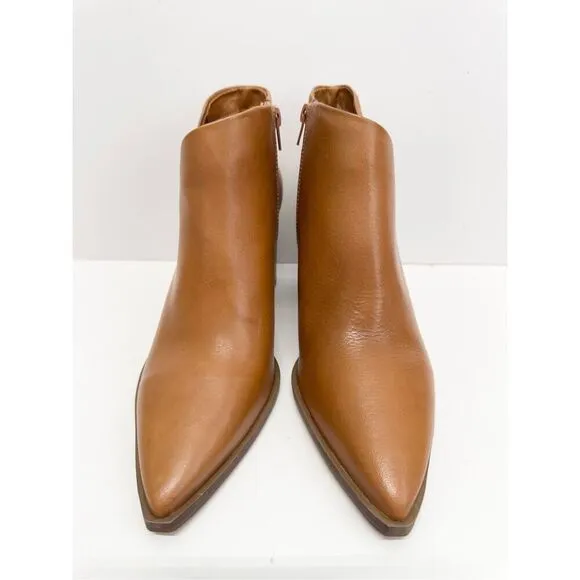 Arezzo Boots Size 9B Leather Pointed Toe Block Heel Pull On Booties NEW
