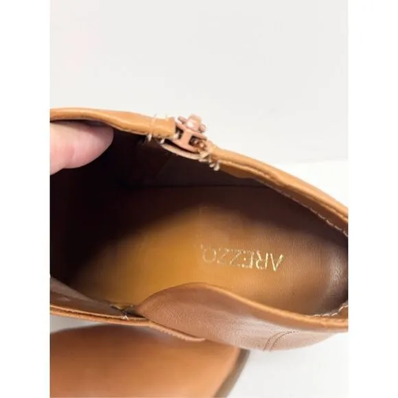 Arezzo Boots Size 9B Leather Pointed Toe Block Heel Pull On Booties NEW
