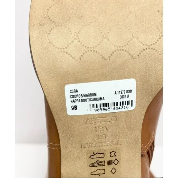 Arezzo Boots Size 9B Leather Pointed Toe Block Heel Pull On Booties NEW
