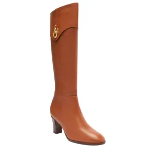 Arezzo Women's Vivian Leather Mid Block Knee High Boots Caramel Size 8