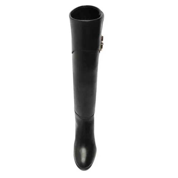 Arezzo Women's Vivian Leather Mid Block Knee High Boots Caramel Size 8
