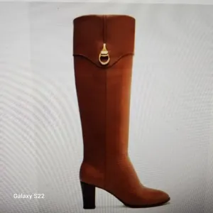 Arezzo Women's Vivian Leather Mid Block Knee High Boots Caramel Size 9. NIB