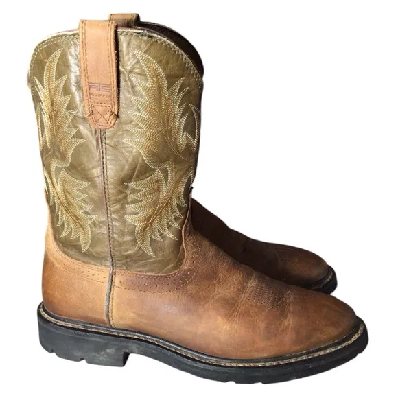Ariat Brown and Tan Cowboy Boots EUC size 11